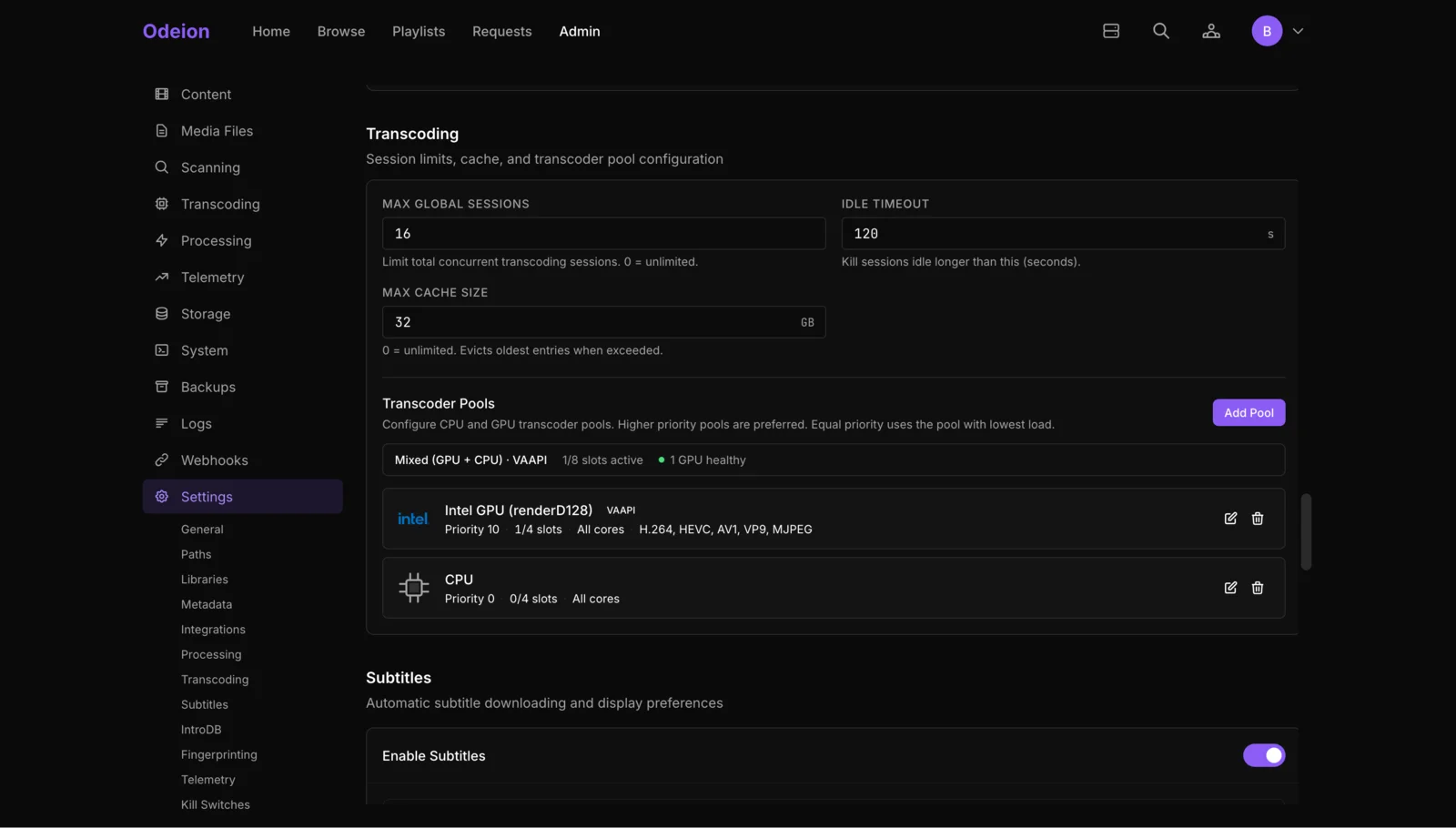 Hardware Transcoding